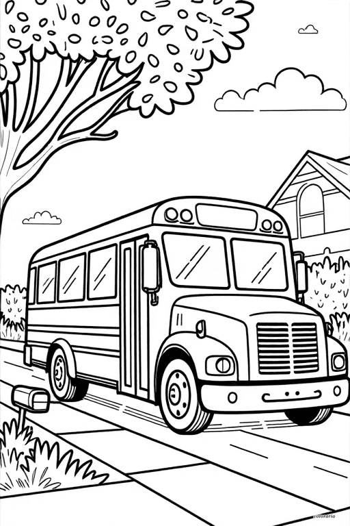 Lo-fi bus in the suburbs