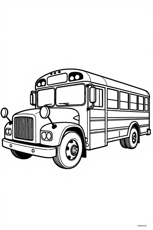 Three-Quarter View Amercian School Bus