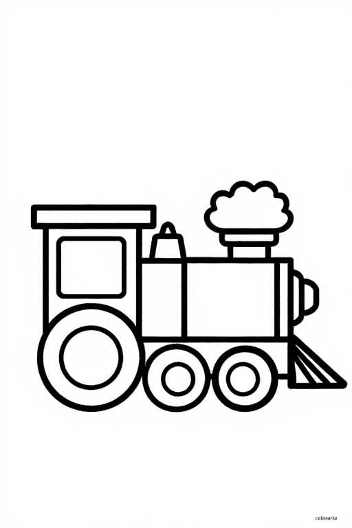Minimalist steam train coloring page with bold lines, designed for toddlers