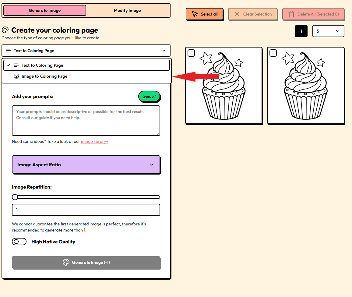 Photo to Coloring Image Selection ColorAria