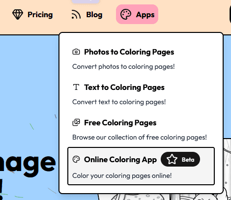 Finding where online coloring app on coloraria